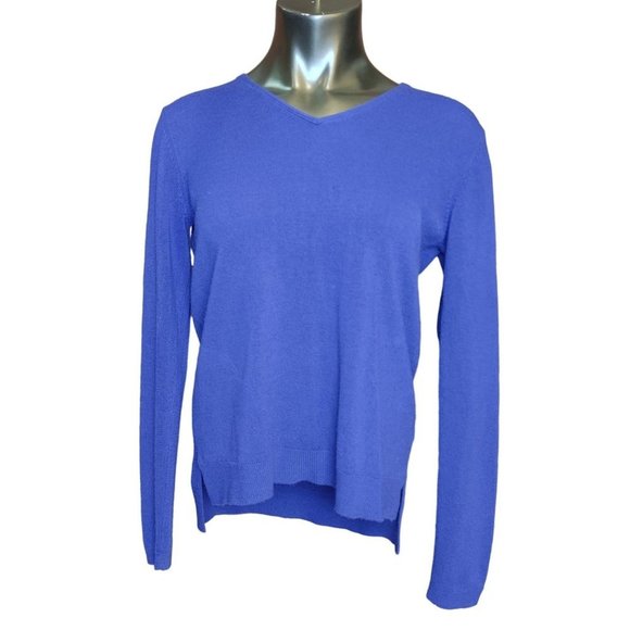 Marled Reunited Clothing Womens M Blue Long Sleeve Pullover High Low Hem Sweater - Picture 1 of 4